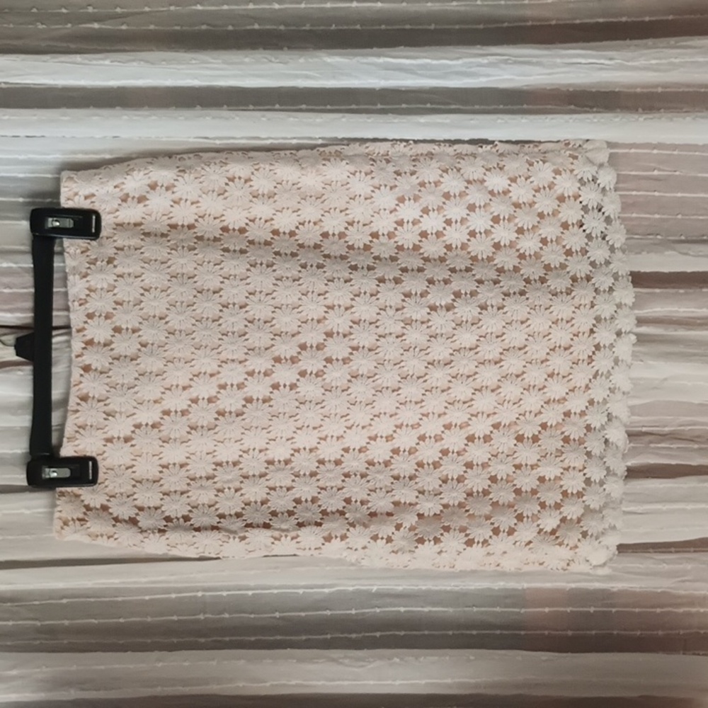 Talbots White Cream Ivory Daisy Lace Overlay Pencil Skirt Sz 2